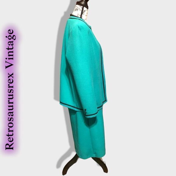 Vintage Funky Two Piece Green Power Suit Skirt Set, Large - Picture 2 of 7